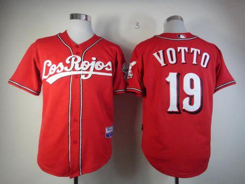 Reds #19 Joey Votto Red Alternate Los Rojos Cool Base Stitched MLB Jersey - Click Image to Close
